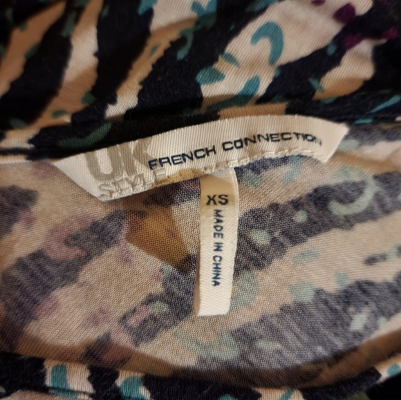 French Connection Colorful Zebra Shirt X-Small - Picture 3 of 4